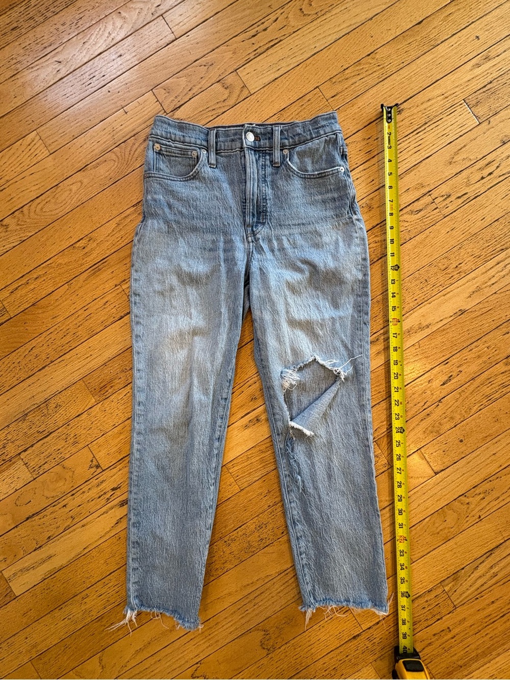 Madewell Light Blue Distressed Straight-Leg “The Perfect Vintage Jean”